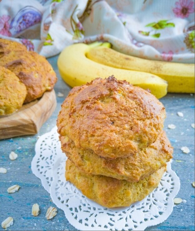 Как испечь пышное овсяное печенье с творогом и бананом