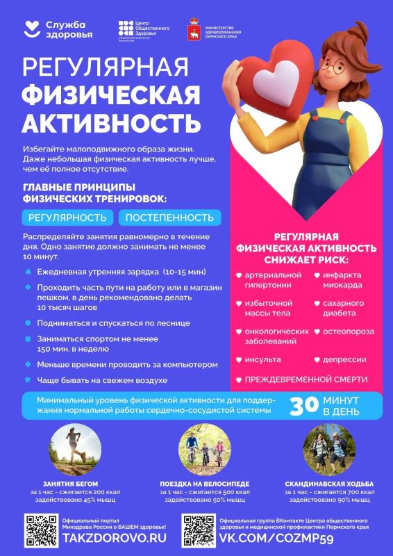 Неделя информирования о важности физической активности объявлена Министерством здравоохранения Российской Федерации с 8 по 14 июня