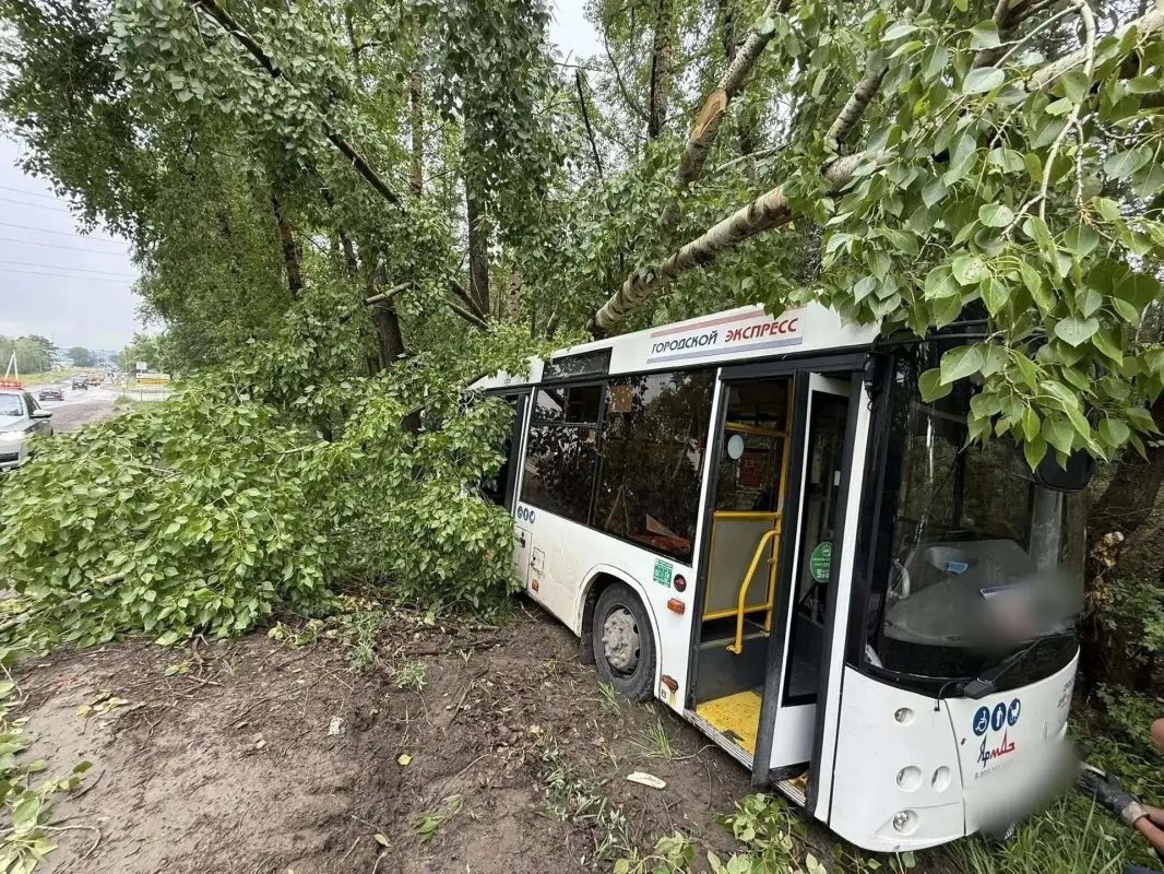 Отказали тормоза? Четыре человека пострадали после съезда автобуса в кювет