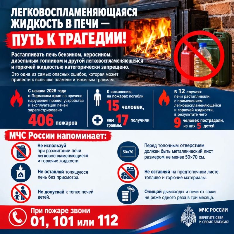 Легковоспламеняющаяся жидкость в печи — путь к трагедии!